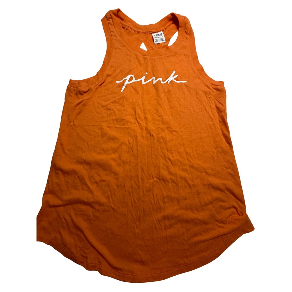 Pink Victorias Secret Orange Racerback Tank Top Open Back XS